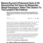 Film Heritage Foundation’s 4K Restoration of Kamal Amrohi’s Masterpiece “Pakeezah” (1972) to have its world premiere at the prestigious Festival Lumière in Lyon, France followed by the UK premiere at the London Film Festival